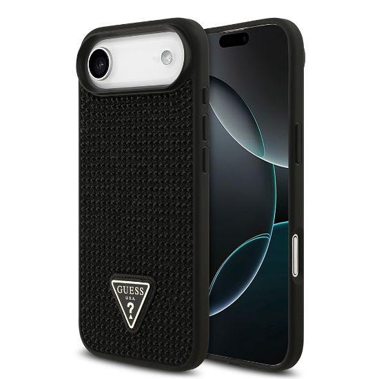 Apple iPhone 17 Air Kılıf Guess Orjinal Lisanslı Taşlı Arka Yüzey Üçgen Logolu Kapak - Siyah resmi