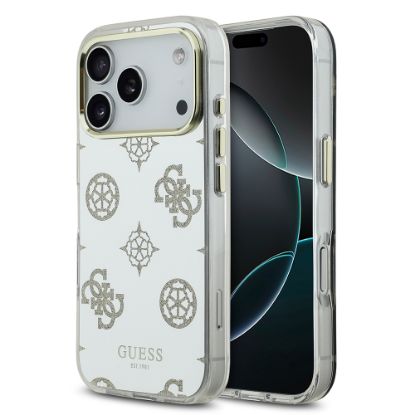 Apple iPhone 17 Pro Max Kılıf Guess Orjinal Lisanslı Metal Kamera Çerçeveli Simli Aynalı Kapak resmi