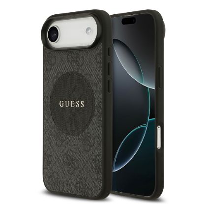 Apple iPhone 17 Air Kılıf Guess Orjinal Lisanslı M-safe Şarj Özellikli Yazı Logolu Circle Classic Kapak  - Siyah resmi