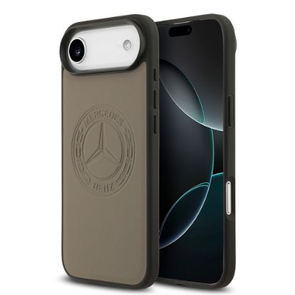 Apple iPhone 17 Air Kılıf Mercedes Benz Orjinal Lisanslı M-safe Şarj Özellikli Hakiki Deri Nostaljik Yıldız Dizayn Kapak - Kahverengi resmi