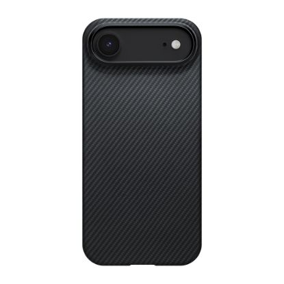 Apple iPhone 17 Air Kılıf M-safe Şarj Özellikli 1500D Aramid Fiber Pitaka Ultra-Slim Classic Serisi Black-Grey Twill Kapak - Siyah-Gri resmi