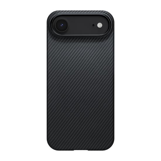 Apple iPhone 17 Air Kılıf M-safe Şarj Özellikli 1500D Aramid Fiber Pitaka Ultra-Slim Classic Serisi Black-Grey Twill Kapak - Siyah-Gri resmi