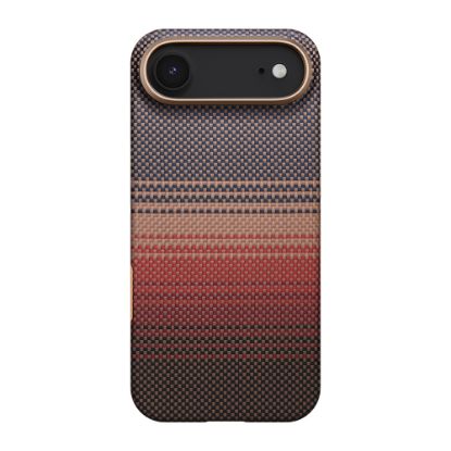 Apple iPhone 17 Air Kılıf M-safe Şarj Özellikli Aramid Fiber Pitaka Tactile Woven Sunset-Moonrise Serisi Kapak resmi