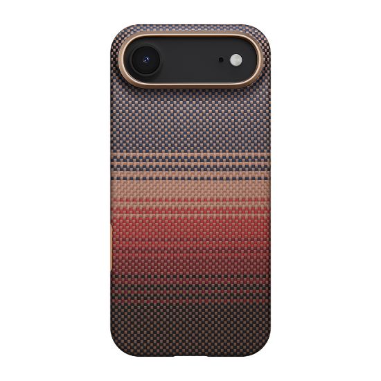 Apple iPhone 17 Air Kılıf M-safe Şarj Özellikli Aramid Fiber Pitaka Tactile Woven Sunset-Moonrise Serisi Kapak resmi