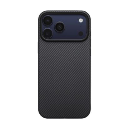 Apple iPhone 17 Pro Max Kılıf M-safe Şarj Özellikli 1500D Aramid Fiber Pitaka Military-Grade Classic Serisi Black-Grey Twill Kapak - Siyah-Gri resmi
