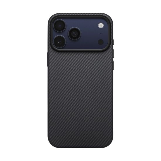 Apple iPhone 17 Pro Max Kılıf M-safe Şarj Özellikli 1500D Aramid Fiber Pitaka Military-Grade Classic Serisi Black-Grey Twill Kapak - Siyah-Gri resmi