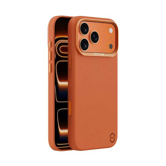 Apple iPhone 17 Pro Kılıf M-Safe Şarj Özellikli Polimerik Deri Raptic Urban Nano Kapak - Turuncu resmi