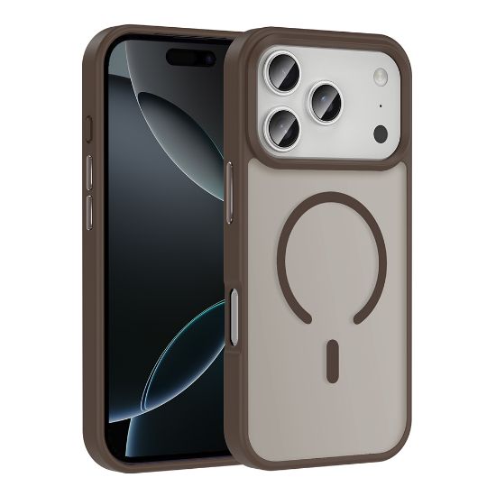 Apple iPhone 17 Pro Kılıf M-safe Şarj Özellikli Mat Arka Yüzey Zore Sio Kapak - Desert Titanyum resmi